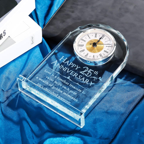 25th Wedding Anniversary  Glass Clock Gift